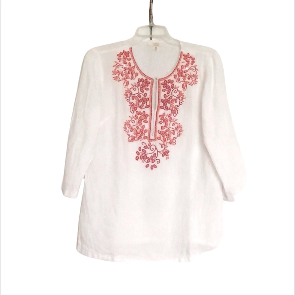 Charter Club Luxury Linen Tunic Corel Beaded